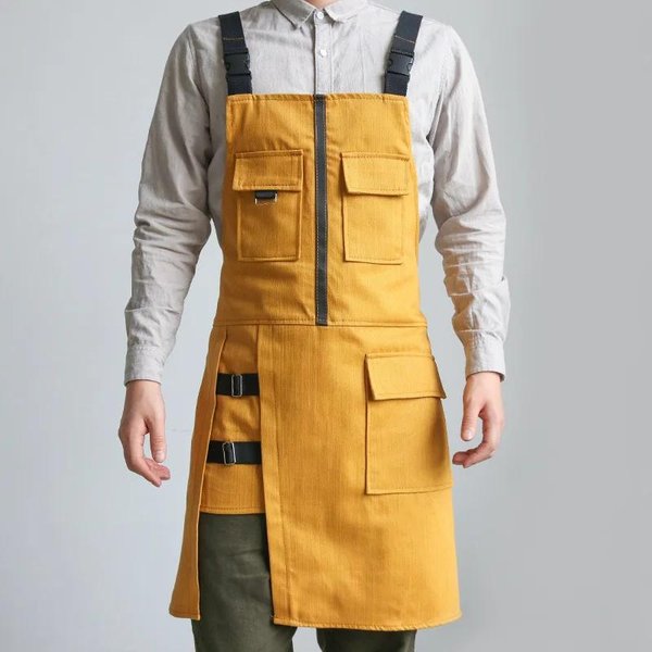 Delantal De Mezclilla Delantal De Trabajo Para Hombres Y Mujeres Tienda De Té Con Leche PeluqueríA JardineríA Restaurante Camarero Ropa De Trabajo Delantal De Cocina Onesize-image
