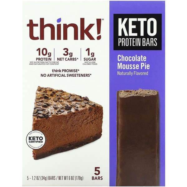 ¡Pensar!, Barra De ProteíNa Keto, Pastel Mousse De Chocolate, 5 Barras, 34 G (1,2 Onzas) Cada-image