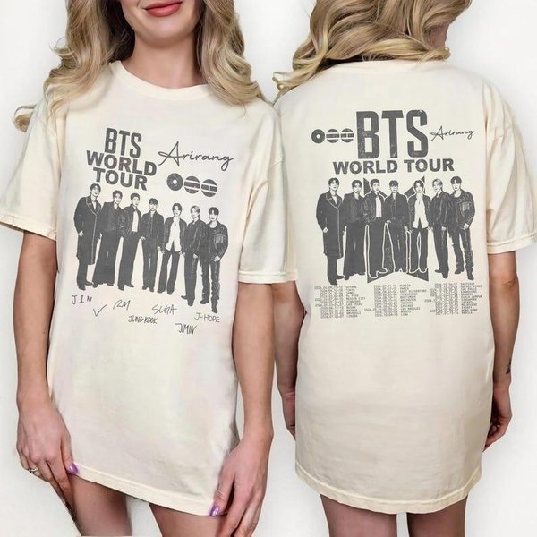 Camiseta De Moda De Verano Tendencia Hombres Mujeres Top Vintage BTS Arirang World Tour 2026 Camiseta – Merchandising K-Pop Army Hip Hop Streetwear Camiseta Oversize Xxxl Gray-image