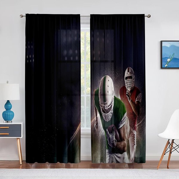Deportes FúTbol Americano Estadio Arena Ventana Cortinas De Tul Para DecoracióN De Sala De Estar Dormitorio Cortina Voile Transparente Cortinas De Gasa 1 PCS W100Xh250Cm&Grommet Top-image