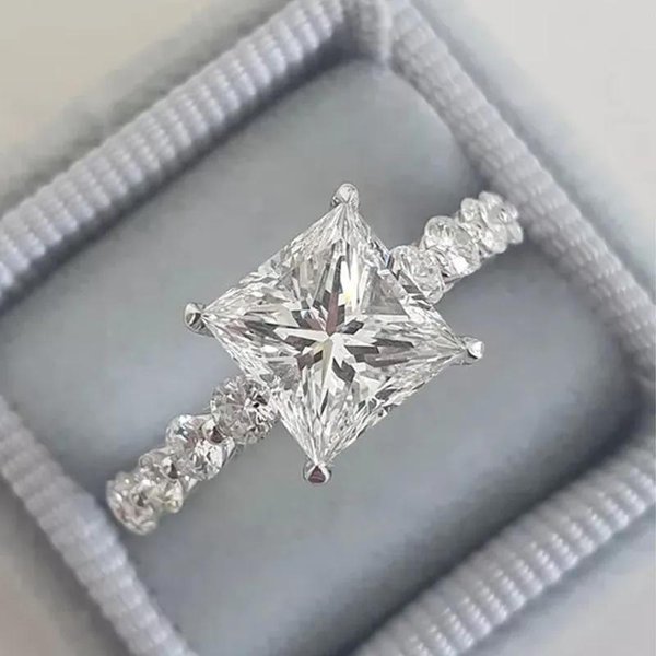 Anillos Huitan Princesa Circonita CúBica Para Mujer Simples Lujo Boda Compromiso Accesorios Color JoyeríA De Moda Dropship 10-image
