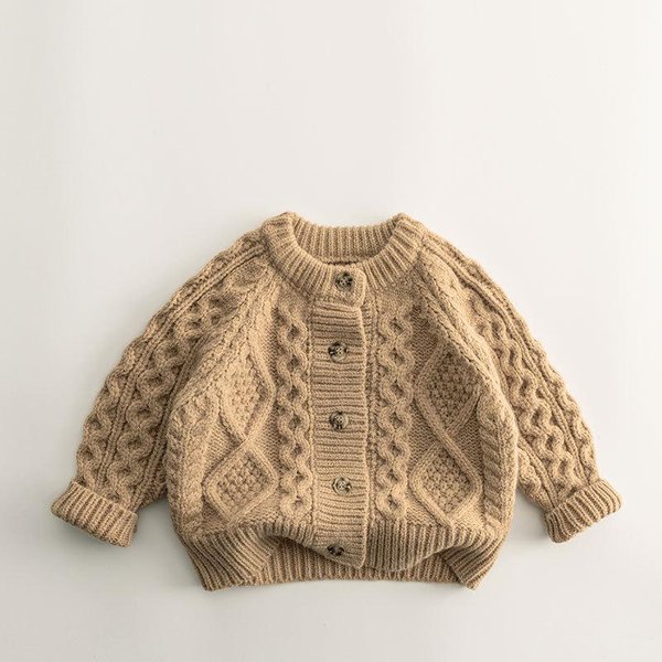 DziecięCy Sweter Kardigan Zimowy ChłOpięCy DziecięCy Leniwy Sweter Z Dzianiny, Gruby Sweter Z Dzianiny 120 Beige-image