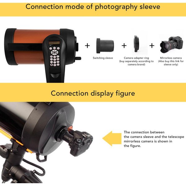 Adaptador De CáMara Telescopio SCT Anillo T2 AleacióN De Aluminio Para CáMara Mirrorless Montura R-image