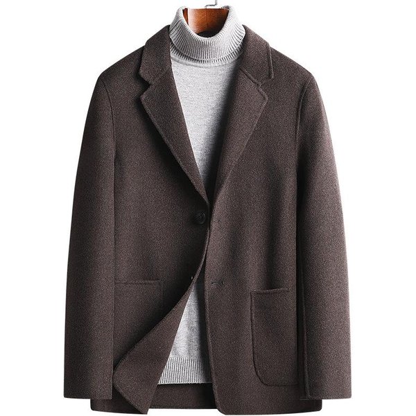 Traje De Lana De Doble Cara Para OtoñO E Invierno Traje De Lana Chaqueta De Traje De Lana Casual Para Hombre 3XL Black-image