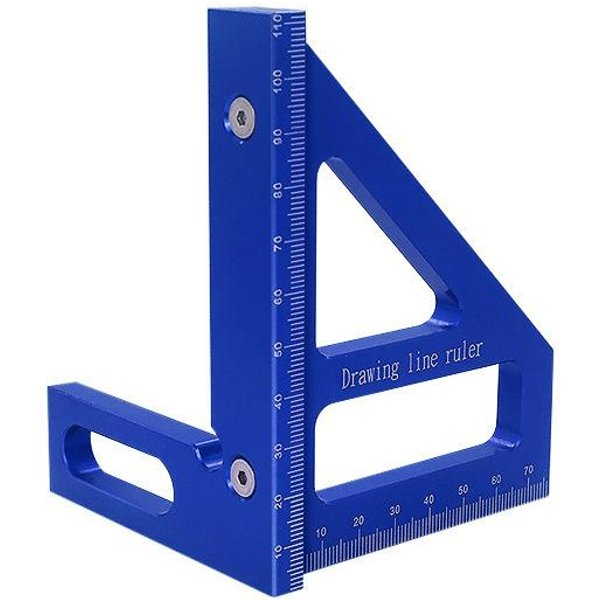 Regla Triangular De AleacióN De Aluminio, MéTrica, Imperial, 45 Grados, 90 Grados, Regla De Marcado, Escala, Regla MultifuncióN Azul-image