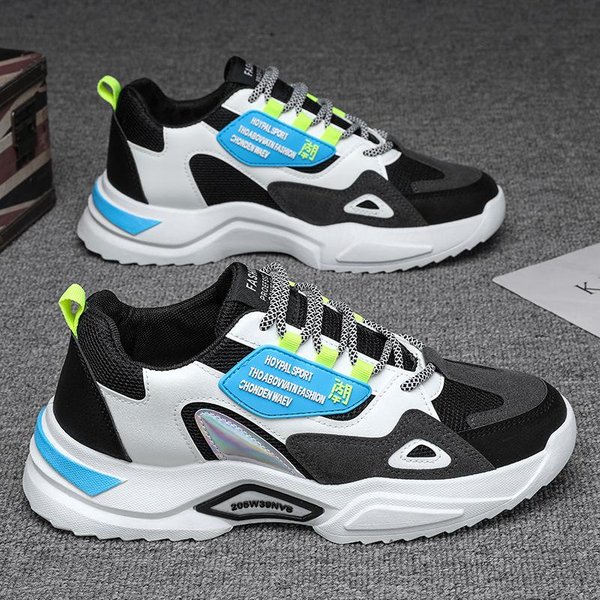 Zapatos De Hombre De Primavera Nuevos De Verano Transpirables Para Adolescentes Deportivos Para Correr Casual Celebridad De Internet Papá Caliente Zapatos De Moda 43 Black-image