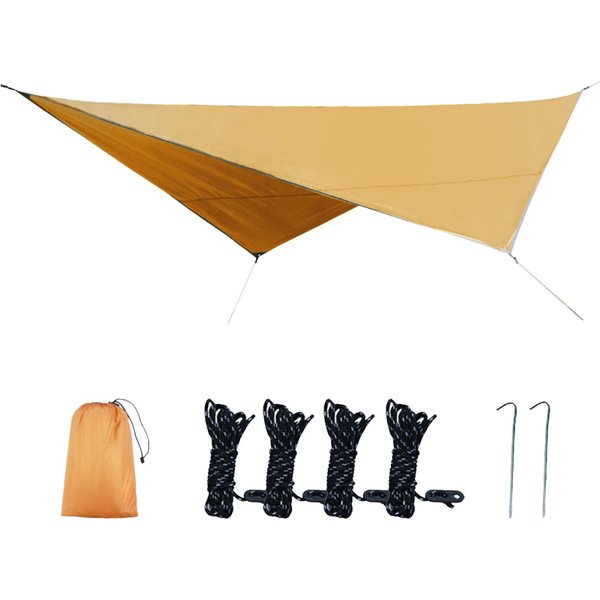 Toldo De Vela Para Carpa, Toldo Impermeable, Toldo Para Lluvia, Parasol, Resistente A Los Rayos Uv, Refugio Para Acampar Con Clavijas Y Cuerda Naranja-image