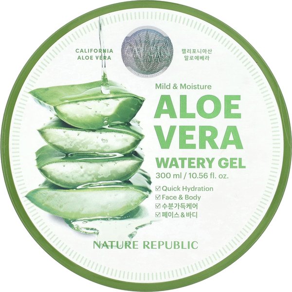 Nature Republic, Mild & Moisture, Aloe Vera Watery Gel, 10.56 Fl Oz (300 Ml) Beige-image