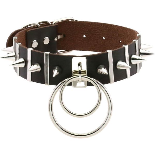 DużE Kolce Choker SkóRzany KołNierz Metalowy Punk Naszyjnik Dla Kobiet MężCzyzn Emo Chocker BiżUteria Goth Akcesoria Harajuku-image