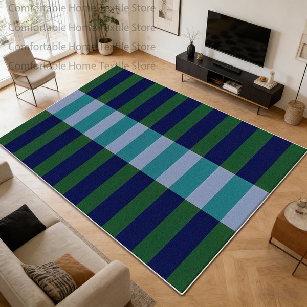 Retro Szachownica Geometryczny Styl Puszysty Dywan Dekoracja Salonu AntypośLizgowy MięKki Dywanik ŁAtwy Do Czyszczenia KróTki Welur DużE Maty PodłOgowe 1.9X2.9Ft(60X90Cm)-image