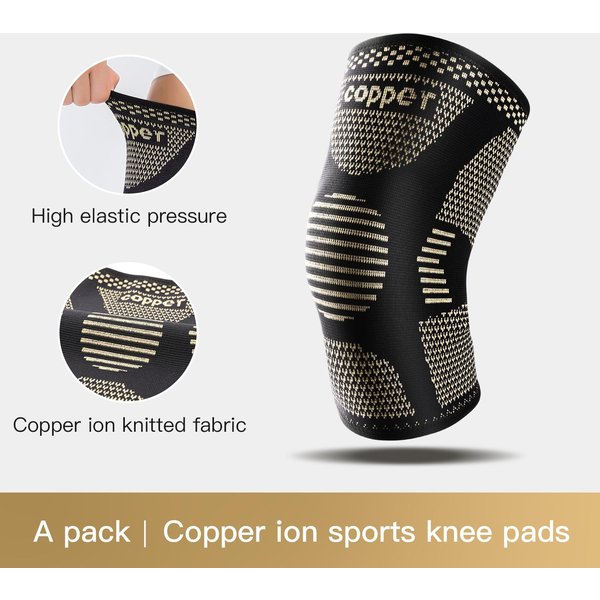 2 Piezas Rodillera De Cobre Ideal Para Dolor De Artritis Soporte-Rodillera De Cobre Ideal Para Dolor De Rodilla Manga De CompresióN Ideal Para Deportealivio Del Dolor De Rodilla XL-image