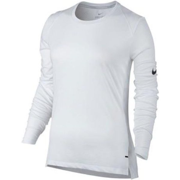Camiseta De Manga Larga Con Cuello Redondo Nike Dry Elite Para Baloncesto Con Logo De Color SóLido Tops Para Mujer Blanco 842740-100 XL White-image