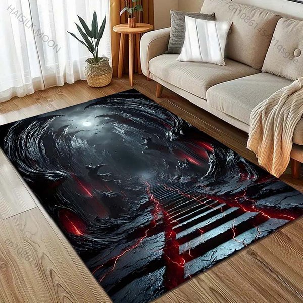 Dywan Z Nadrukiem 'Dark Road To Hell' DużY Rozmiar Nowoczesna Dekoracja Domu Dywanik Obszarowy Do Sypialni Salonu Mata PodłOgowa Pod Sofę 150X220Cm (59X86In)-image