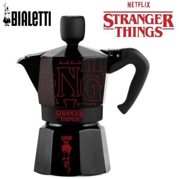 Cafetera Italiana - Bialetti - Moka Express - ColeccióN Stranger Things - 3 Tazas - 130 Ml - Negro / Rojo-image