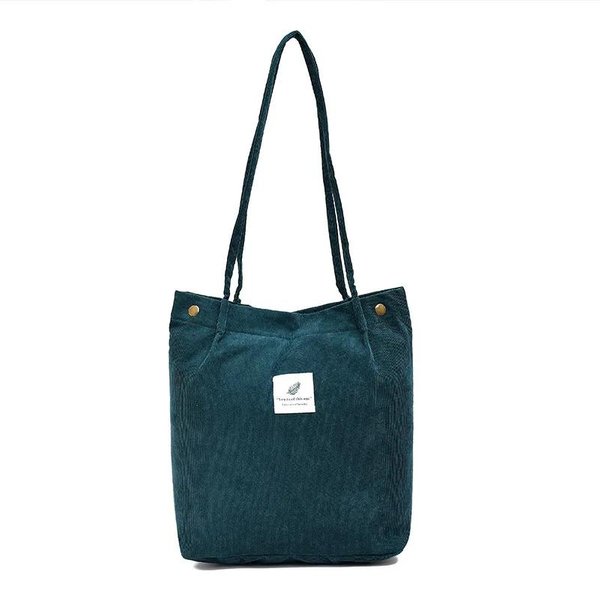 Codzienna MięKka Sztruksowa Torba Na Ramię Dla Kobiet DużA Pojemność ZapięCie Torby Tote Modna Torba Na Zakupy 34X12X28Cm Zielony-image