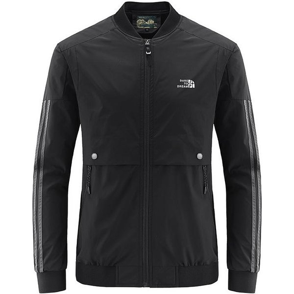 OtoñO Nuevo Estilo Bolsillo Con Cremallera Delgado Casual Cremallera Lunares Multibolsillo Abrigo Chaqueta Para Hombre 4XL Black-image