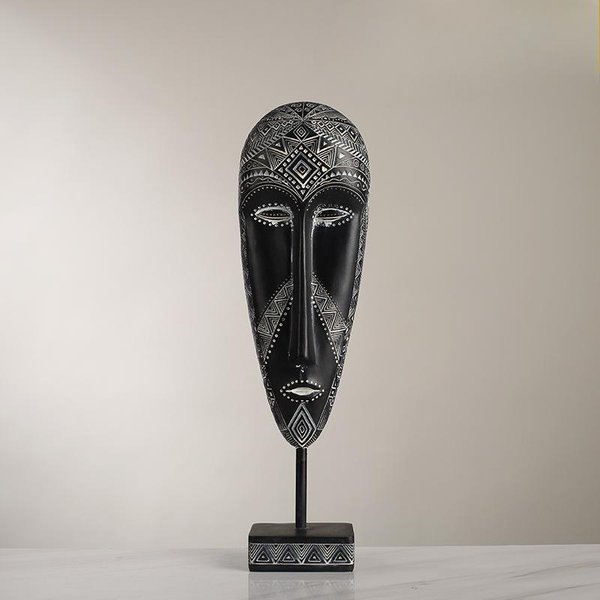 MáScara De Arte Estilo Africano Retro Adornos Creativos Escultura De Resina Pintada A Mano Adornos Artesanales DecoracióN-image
