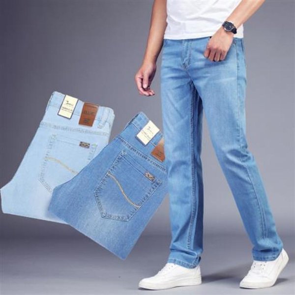 Jeans De Hombre Primavera Y Verano Multicolor Opcional Jeans Delgados Rectos Sueltos Casuales Pantalones Largos Casuales Sueltos Jeans Simples 30 Gray-image