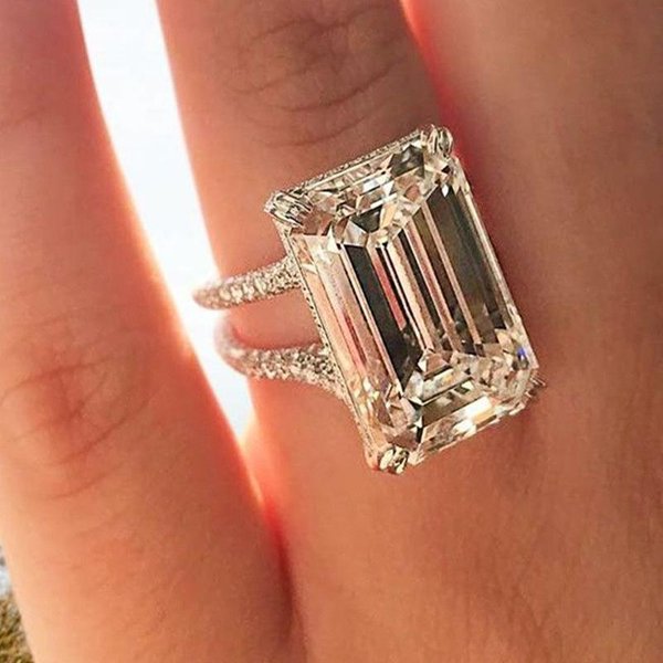 Huitan Anillos De Boda De Lujo Con Cristales GeoméTricos De Circonita CúBica Para Mujer Accesorios Femeninos VersáTiles De Moda JoyeríA De Alta Calidad 6 Brown-image