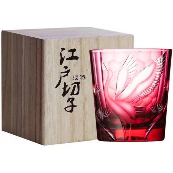 Nuevo Vaso De Whisky Kiriko JaponéS Edo Pino Grulla Tallado A Mano Vaso Old Fashioned Para Whisky Obra De Arte Copa De Vino Copa Para Brandy 260Ml Beige-image