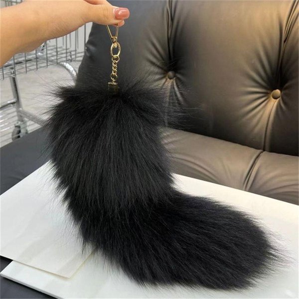 Pompony Pluszowy Ogon Brelok Do Kluczy Torba Z FręDzlami Futrzany Wisiorek Breloczek Ogon ZwierzęCy Brelok Kobiety Dziewczyna 40Cm 10-image