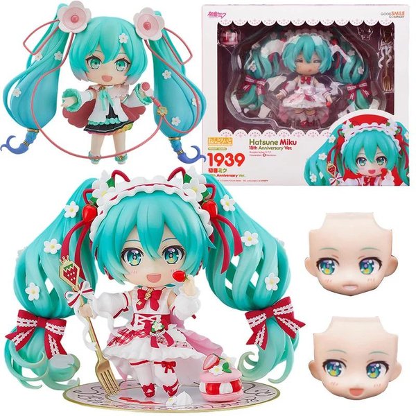 Figura De AccióN De Anime Hatsune Miku De 10 Cm #1939 15º Aniversario Strawberry Miku Figura De AccióN #1940 Modelo De ColeccióN De PVC Juguetes Regalo-image