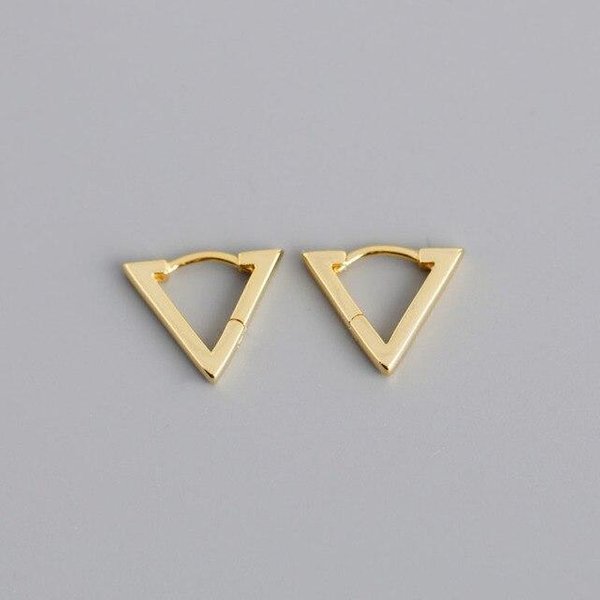 Pendientes GeoméTricos De TriáNgulo De Plata De Ley 925 Creativos Pendientes De Aro PequeñOs Para Hombres Mujeres JoyeríA Cool Beige-image