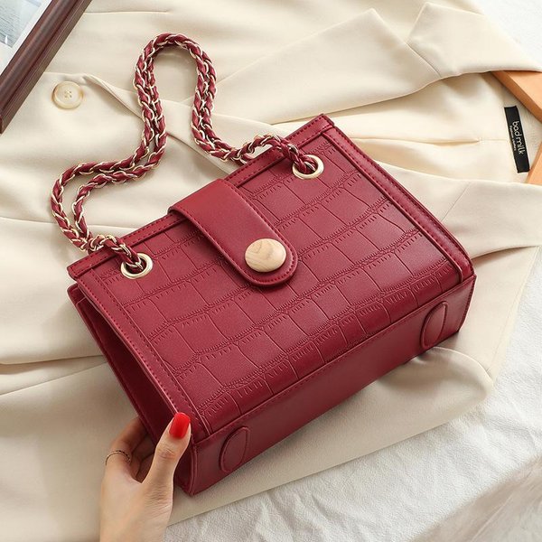 Bolso Bandolera Nuevo Para Mujer Piel Genuina Rojo Boda Novia Gran Capacidad De Mano Hombro Bolso De Boda-image