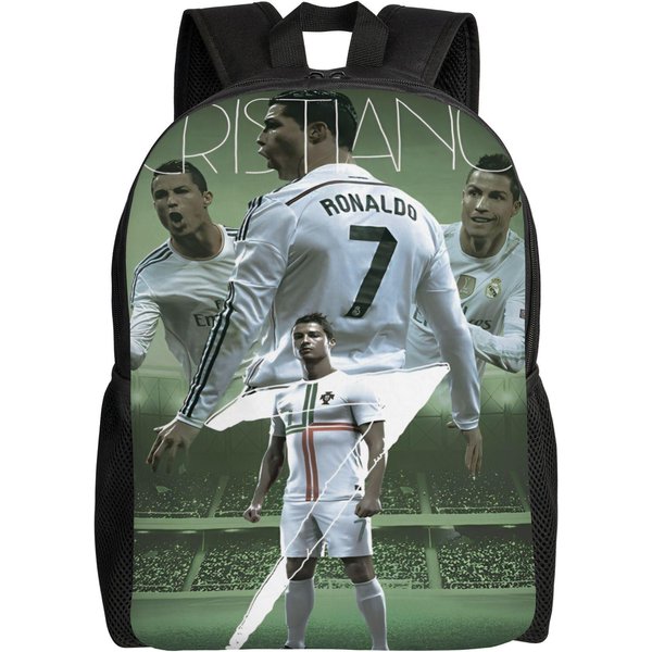 Mochila DináMica De Jugador De FúTbol R-Ronaldos 2026 Adolescente PoliéSter Mochilas De Ciclismo Ligeras Divertidas Bolsas Escolares Rucksack (As The Picture,As Picture)-image
