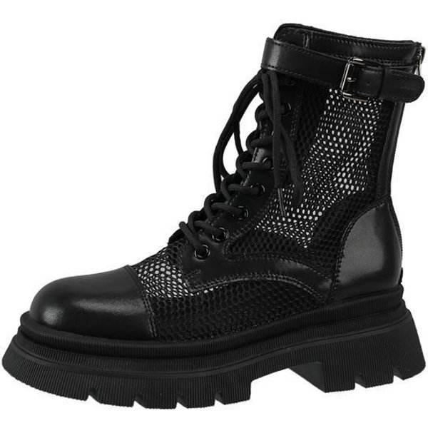 Gruby Podeszwa Martin Buty Damskie Nowe Letnie Cienkie OddychająCe Siatkowe Buty Niszowe Fajne Buty Siatkowe AżUrowe Damskie KróTkie Buty 39 Czarny-image