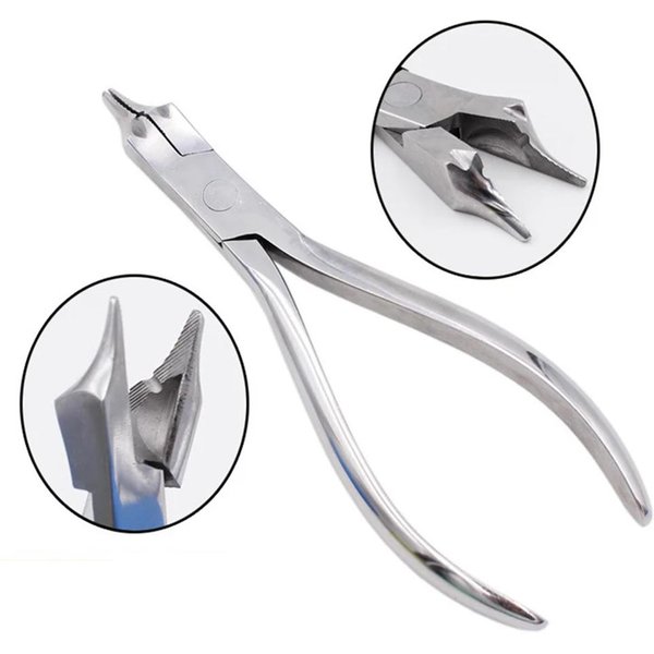 Pinza De Tres MandíBulas Dental Herramienta OrtodóNtica Para Doblar FabricacióN De Ganchos Resortes Divididos Corte De Alambre De Acero Pinza MéDica Dentista Gray-image