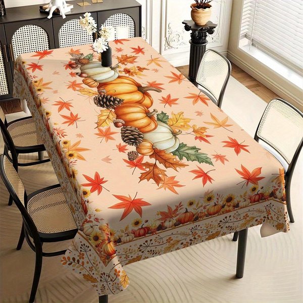 Jesienne Dynie LiśCie Klonu Obrus Na Stół Dekoracja Jesienna ŚWięTo DzięKczynienia SłOnecznik Obrus Na Stół Kuchenny Jadalny Dekoracja Jesienna 90X140Cm-image