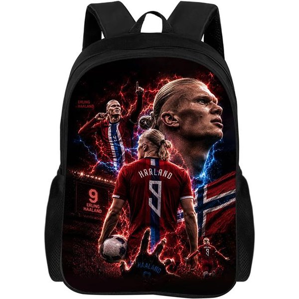 Mochila Escolar Para NiñOs Para Aprender Y Viajar Mochila Deportiva De FúTbol Kids Haaland Mochila Estrella De FúTbol Rucksack Regalo-image