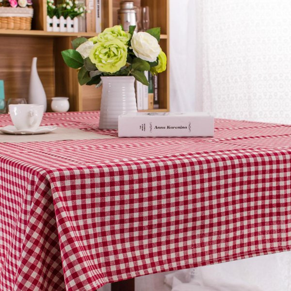 Mantel Para Mesa Del Hogar Lino AlgodóN Cuadros Rayas Mantel De Comedor Cocina Decorativo Rectangular Café Cocina Fiesta Cubierta De Mesa 100X140Cm-image