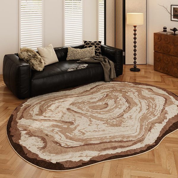 Dekoracja Sypialni O Nieregularnym KształCie Dywan Retro DużY Dywan Dywany Do Salonu Puszysty MięKki Mata PodłOgowa Do Salonu Gruba Pluszowa Mata Do Gabinetu 80X120Cm Brown-image