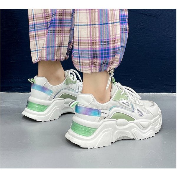 Zapatos De Padre De Suela Gruesa De Primavera VersióN Coreana Femenina Transpirables Casuales Zapatos Deportivos Estudiantes Combinan Con Todo Zapatos Blancos PequeñOs Modernos 40 Gray-image