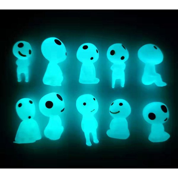 10 Uds áRbol Luminoso EspíRitus Micro Paisaje Figura Ornamento Exterior Brillante Estatua En Miniatura En Maceta Mini Accesorios De JardíN 10Pc/Set Azul-image
