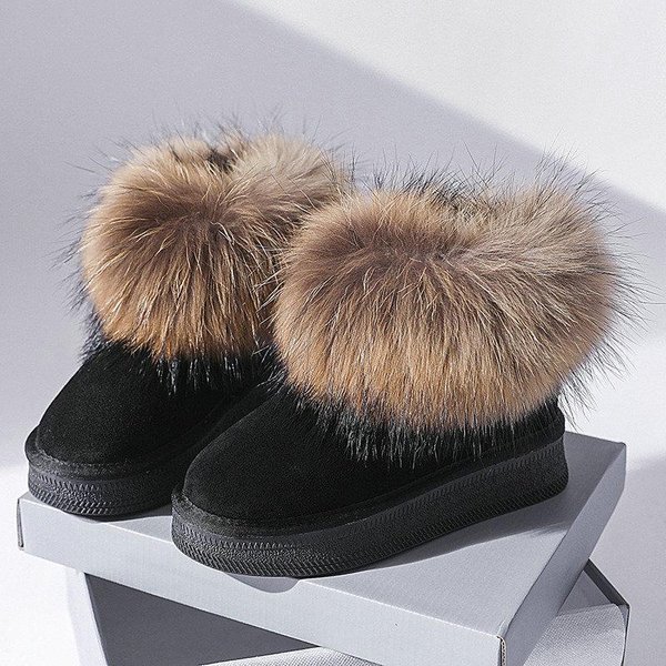 Nowe Wysokie Buty ŚNiegowce Prawdziwa SkóRa Owcza Naturalne Futro WełNa Damskie Buty Zimowe Modne Damskie Botki Codzienne Buty 40 Gray-image