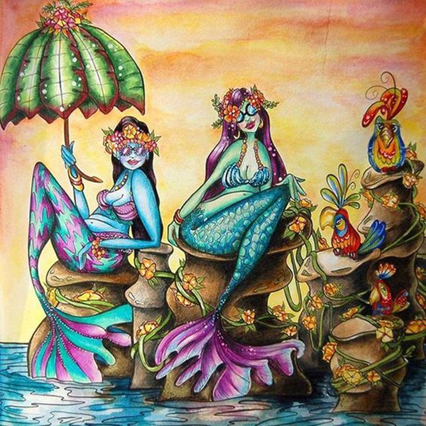 5D Diy Diamante Arte Pintura Fishlady Taladro Completo Redondo Diamante Bordado 30X30Cm-image
