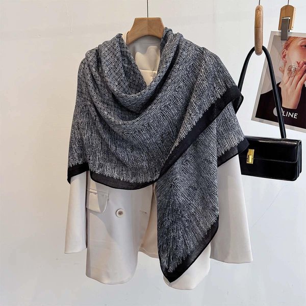 Elegante Hijab MusulmáN Para Mujer Bufanda Larga Con DecoracióN De Bufanda A Prueba De FríO De Primavera OtoñO Chal Envoltorio PañUelo Para La Cabeza Bufandas 130X130Cm Gray-image
