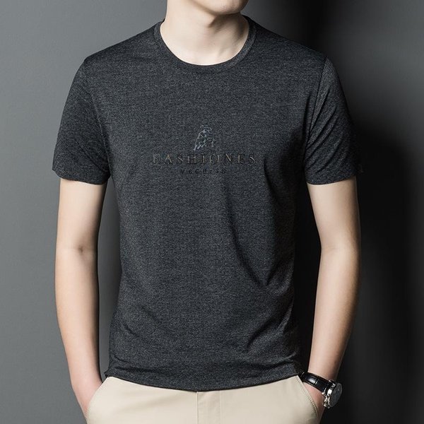 MęSka Moda Drukowany T-Shirt Z KróTkim RęKawem MęSki OkrąGłY Dekolt Casualowy Z PółRęKawem Koszulka Bazowa Letni Trend LuźNy T-Shirt Cienka Sekcja Xxxxl Black-image