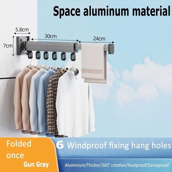 Tendedero De Ropa AleacióN De Aluminio Tendedero Plegable Montado En La Pared Tendedero Colapsable Ahorrador De Espacio Secadora De Ropa-image