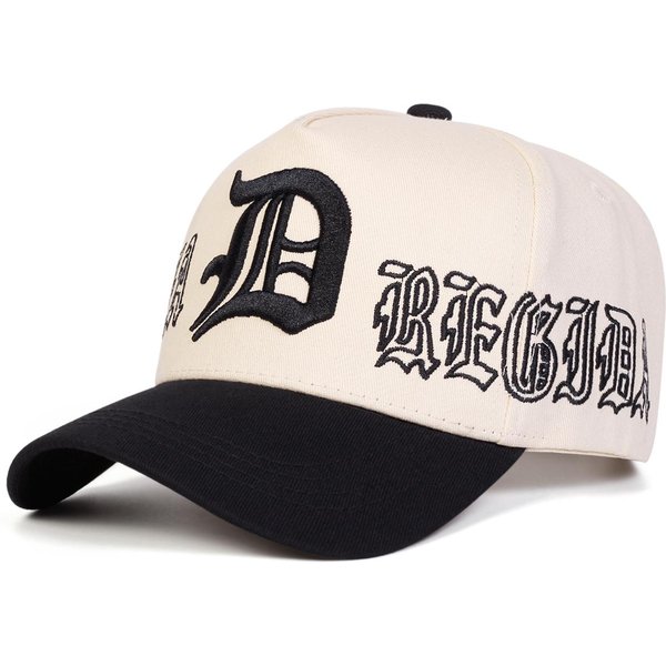 Unisex Gotyckie Czapki Baseballowe Z Haftem Litery D Wiosna Jesień Outdoor Regulowane Codzienne Czapki Kapelusz Ochronny Przeciw SłOńCu Czapka Sportowa BeżOwy-image