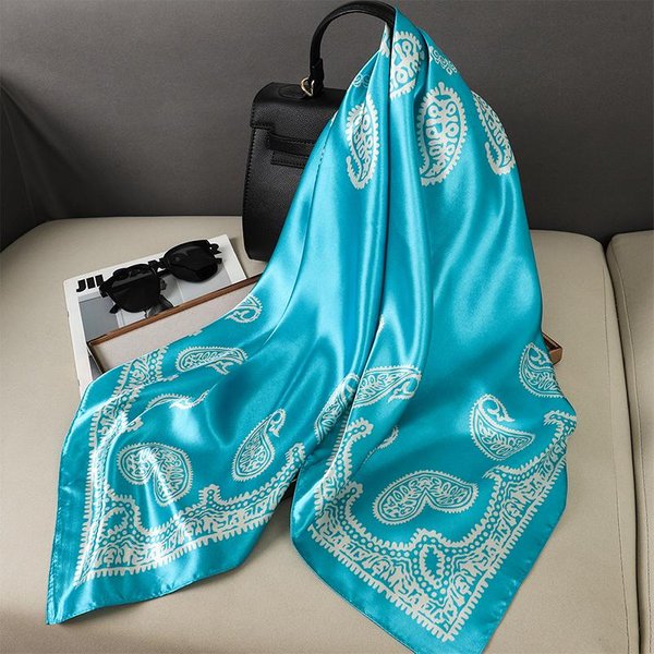 PañUelo Cuadrado De 90X90 Cm Para Mujer, Chal Para Cabeza Y Mantones, Estampado De Lujo, PañUelos Para El Cuello, Bandana Hijab 90X90CM-image