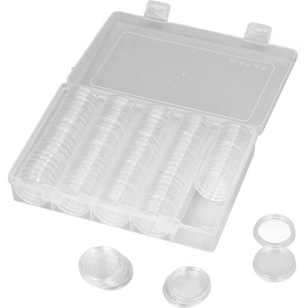 Soporte Para Monedas 100 Piezas Almacenamiento PláStico Transparente Caja De Almacenamiento De Monedas Con CáPsulas Para Monedas-image