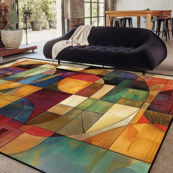 Nowoczesny Geometryczny Abstrakcyjny Dywan Do Salonu Sypialni DużY AntypośLizgowy Dywan PodłOgowy Zmywalny WystróJ Domu 80X160Cm(31X62In)-image