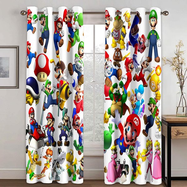 Anime Dibujo Animado Manga PelíCula Infantil Estilo JaponéS 3D EnvíO Gratis 2 Piezas NiñOs NiñO Cortina De Ventana Sala De Estar Dormitorio DecoracióN 100W130H(Cm)40X51In&Grommet Top White-image