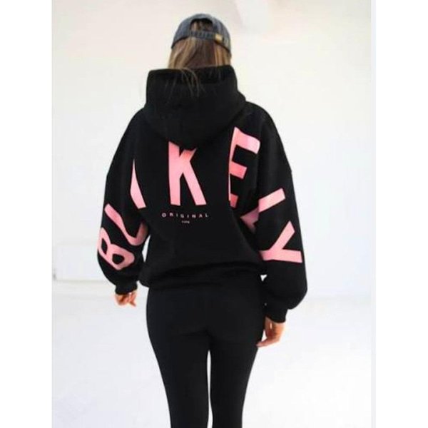Unisex Bluza Z Kapturem Nadruk DłUgi RęKaw LuźNa Codzienna Pulower Bluza Z Kapturem Gruba MięKka Streetwear Top Dla MężCzyzn Kobiet Xxxl Black-image