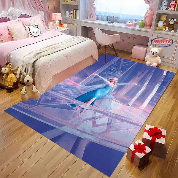 Alfombra De ImpresióN 3D HD De La Princesa Elsa Y Anna De Frozen Para Sala De Estar, Dormitorio Infantil, Sofá, Felpudo, Alfombra De Suelo, Alfombra Decorativa Antideslizante 50X80Cm (20X31In)-image