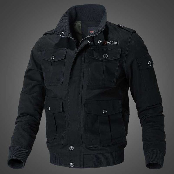 Chaqueta De OtoñO E Invierno Para Hombre 95 AlgodóN Cuello Alto Fina Ropa De Trabajo Holgada Talla Grande Juvenil Chaqueta De Piloto Xxxxl Black-image